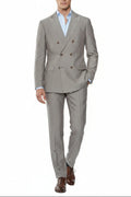 Brunello Cucinelli Double-Breasted Herringbone Cotton Suit