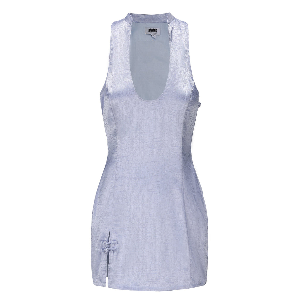 Hua Sleeveless Brocade Mini Dress Periwinkle